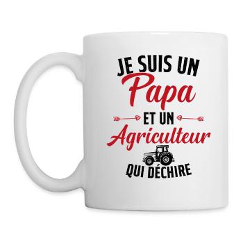 Papa et agriculteur qui déchire - Mug blanc - blanc - Gauche