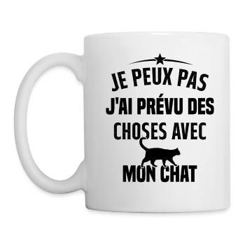 Je peux pas j'ai prévu des choses avec mon chat - Mug blanc - blanc - Gauche