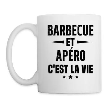 Barbecue et apéro c'est la vie vacances d'été - Mug blanc - blanc - Gauche