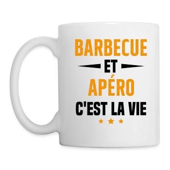 Barbecue et apéro c'est la vie vacances d'été - Mug blanc - blanc - Gauche