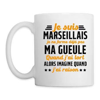 Marseillais je ferme pas ma gueule cadeau humour - Mug blanc - blanc - Gauche