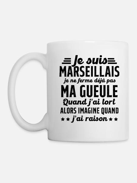 Marseillais je ferme pas ma gueule cadeau humour - Mug blanc - blanc