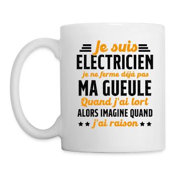 Electricien humour qui ne ferme pas sa gueule - Mug blanc - blanc - Gauche