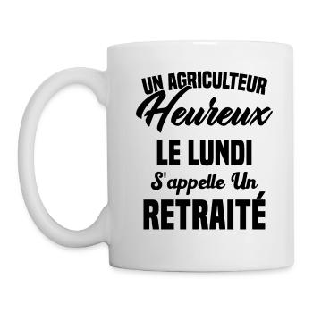 Agriculteur Heureux le lundi S'appelle un Retraité - Mug blanc - blanc - Gauche