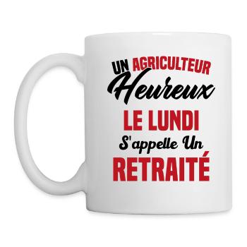 Agriculteur Heureux le lundi S'appelle un Retraité - Mug blanc - blanc - Gauche