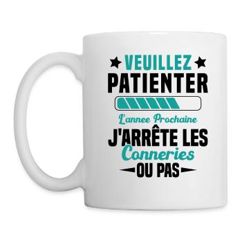 J'arrête les conneries humour - Mug blanc - blanc - Gauche