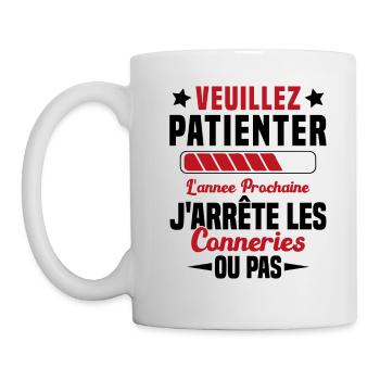 J'arrête les conneries humour - Mug blanc - blanc - Gauche