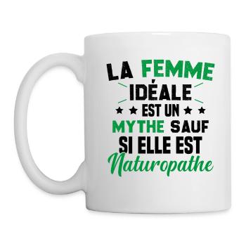 La femme idéale est un mythe sauf naturopathe - Mug blanc - blanc - Gauche
