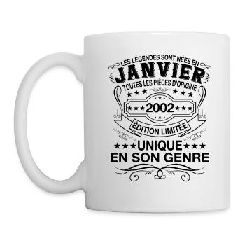 Les légendes sont nées en janvier 2002 cadeau - Mug blanc - blanc - Gauche