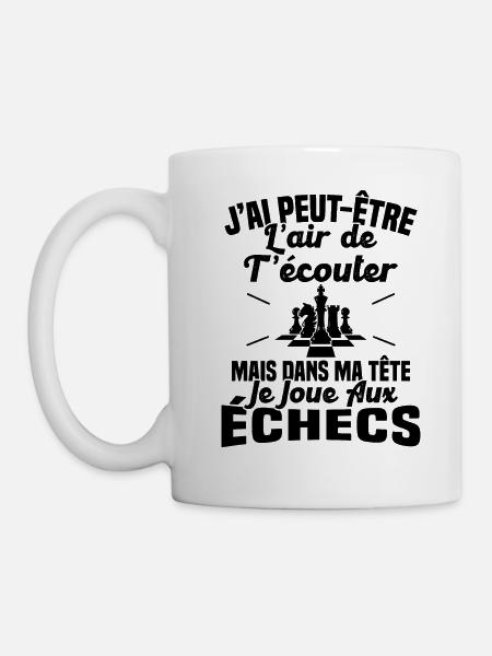 Dans matête je joue aux Échecs Cadeau Humour Échec - Mug blanc - blanc