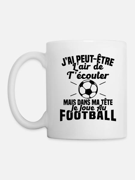 Dans matête je joue au football Cadeau Humour Foot - Mug blanc - blanc