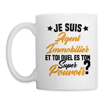 Super Agent Immobilier Humour Cadeau - Mug blanc - blanc - Gauche