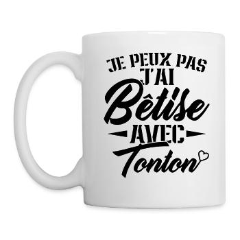 Je peux pas j'ai Bêtise avec Tonton Cadeau Humour - Mug blanc - blanc - Gauche