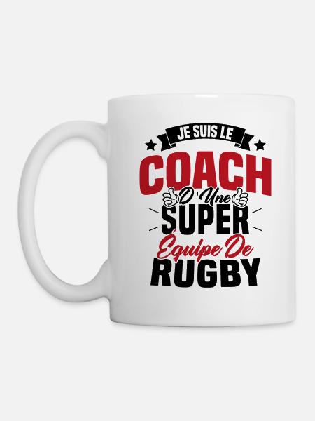 Je suis le coach d'une super équipe de rugby - Mug blanc - blanc