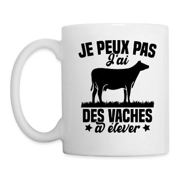 J'peux pas j'ai des vaches a élever humour Cadeau - Mug blanc - blanc - Gauche