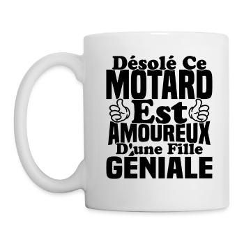 Motard est amoureux d'une fille géniale - Mug blanc - blanc - Gauche
