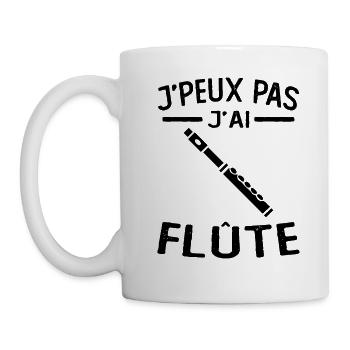 je peux pas j'ai flûte flûtiste Cadeau - Mug blanc - blanc - Gauche