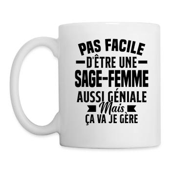 sage-femme et géniale mais ça va je gère - Mug blanc - blanc - Gauche