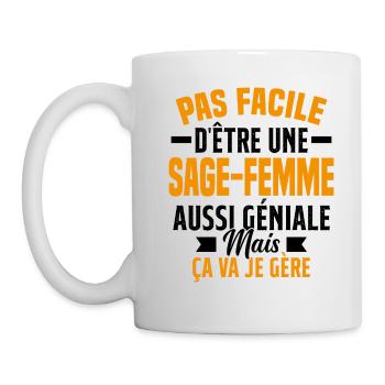 sage-femme et géniale mais ça va je gère - Mug blanc - blanc - Gauche