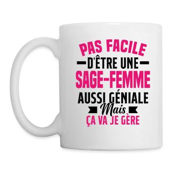 sage-femme et géniale mais ça va je gère - Mug blanc - blanc - Gauche
