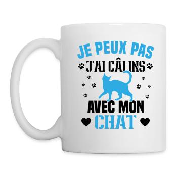 je peux pas j'ai câlins avec mon chat Cadeau - Mug blanc - blanc - Gauche