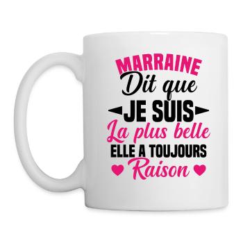 marraine dit que je suis la plus belle cadeau - Mug blanc - blanc - Gauche