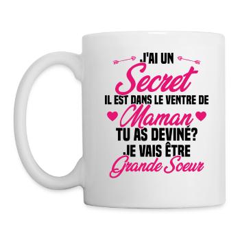 Tu as deviné je vais être grande soeur Humour - Mug blanc - blanc - Gauche