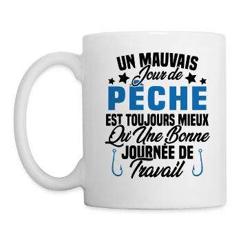 Un mauvais jour de Pêche est toujours mieux - Mug blanc - blanc - Gauche