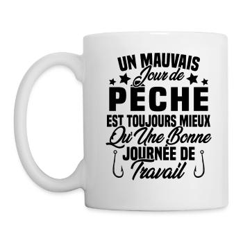 Un mauvais jour de Pêche est toujours mieux - Mug blanc - blanc - Gauche