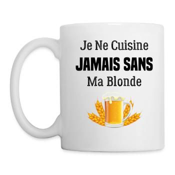 Je ne cuisine jamais sans ma blonde - Mug blanc - blanc - Gauche