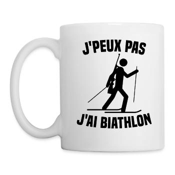 Je peux pas j'ai biathlon humour cadeau - Mug blanc - blanc - Gauche