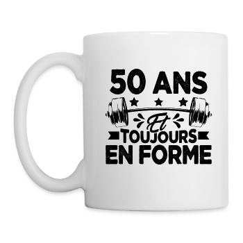 50 Ans et Toujours En Forme Gym Sport Muscu Cadeau - Mug blanc - blanc - Gauche