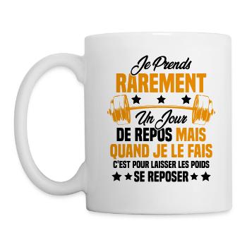 Je prends rarement un jour de repos Gym Muscu - Mug blanc - blanc - Gauche