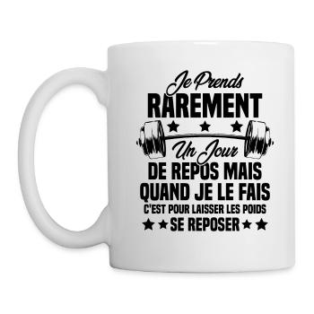 Je prends rarement un jour de repos Gym Muscu - Mug blanc - blanc - Gauche