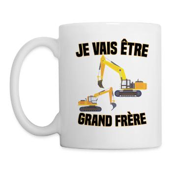 Je vais être grand frère véhicule de construction - Mug blanc - blanc - Gauche