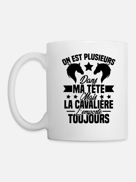 La Cavalière toujours Cadeau Humour Cheval - Mug blanc - blanc