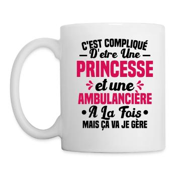 Princesse et Ambulancière Cadeau Humour - Mug blanc - blanc - Gauche