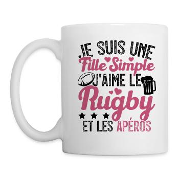 Femme Joueur De Rugby Cool Filles Rugby Et Apéros - Mug blanc - blanc - Gauche