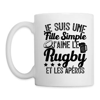 Femme Joueur De Rugby Cool Filles Rugby Et Apéros - Mug blanc - blanc - Gauche