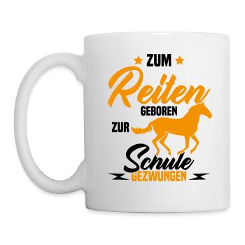 Né pour monter à cheval forcé à aller a l'école - Mug blanc - blanc - Gauche