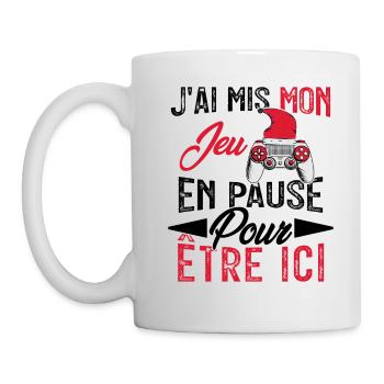 J'ai mis mon jeu en pause pour être ici Geek Noël - Mug blanc - blanc - Gauche