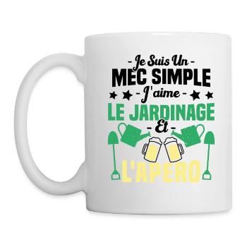 Mec simple j'aime le jardinage et l'apéro humour - Mug blanc - blanc - Gauche