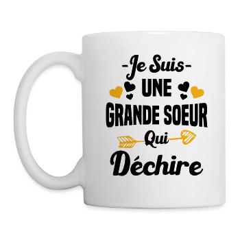 Grande Sœur Qui Qéchire Humour Cadeau - Mug blanc - blanc - Gauche
