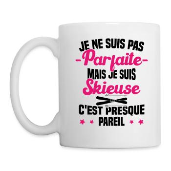 Pas parfaite mais je suis Skieuse Cadeau Humour - Mug blanc - blanc - Gauche