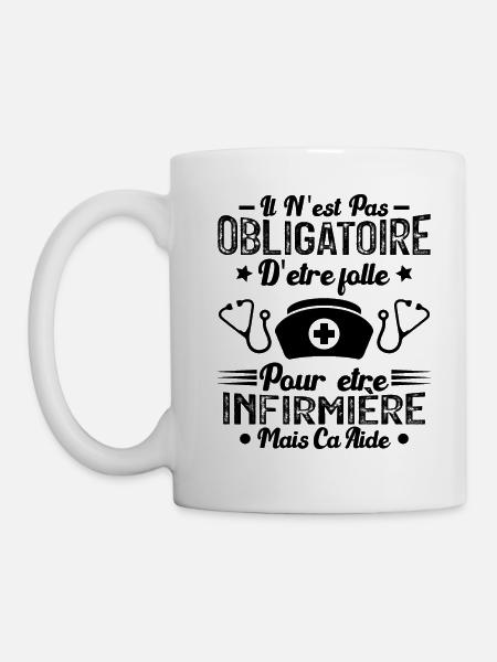 Folle et infirmière Humour infirmière Cadeau - Mug blanc - blanc