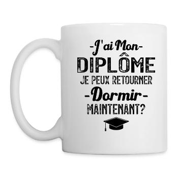 J'ai mon diplôme je peux retourner dormir? - Mug blanc - blanc - Gauche