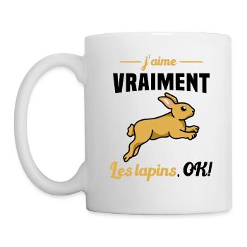 J'aime vraiment les Lapins OK - Mug blanc - blanc - Gauche