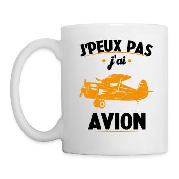 Je peux pas j'ai avion humour aviation Cadeau - Mug blanc - blanc - Gauche