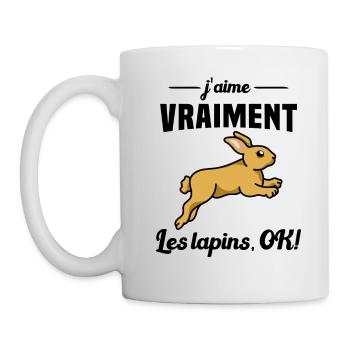 J'aime vraiment les Lapins OK - Mug blanc - blanc - Gauche