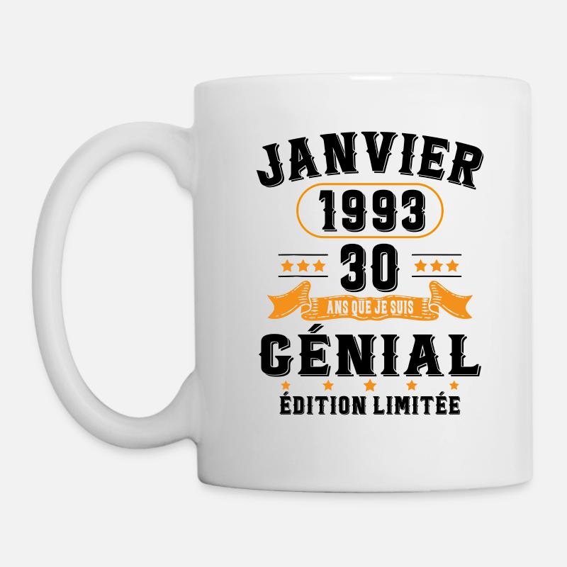 30 Ans Janvier 1993 Vintage Cadeau D'anniversaire - Mug blanc - blanc